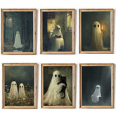 Whimsical Ghost Halloween Wall Decor Set of 6, Unframed